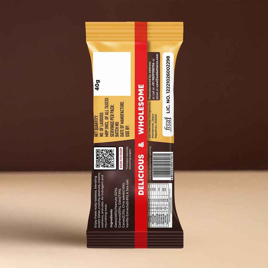 Eat Better Co Peanut & Chocolate Laddoos High Protein, Truly Natural
