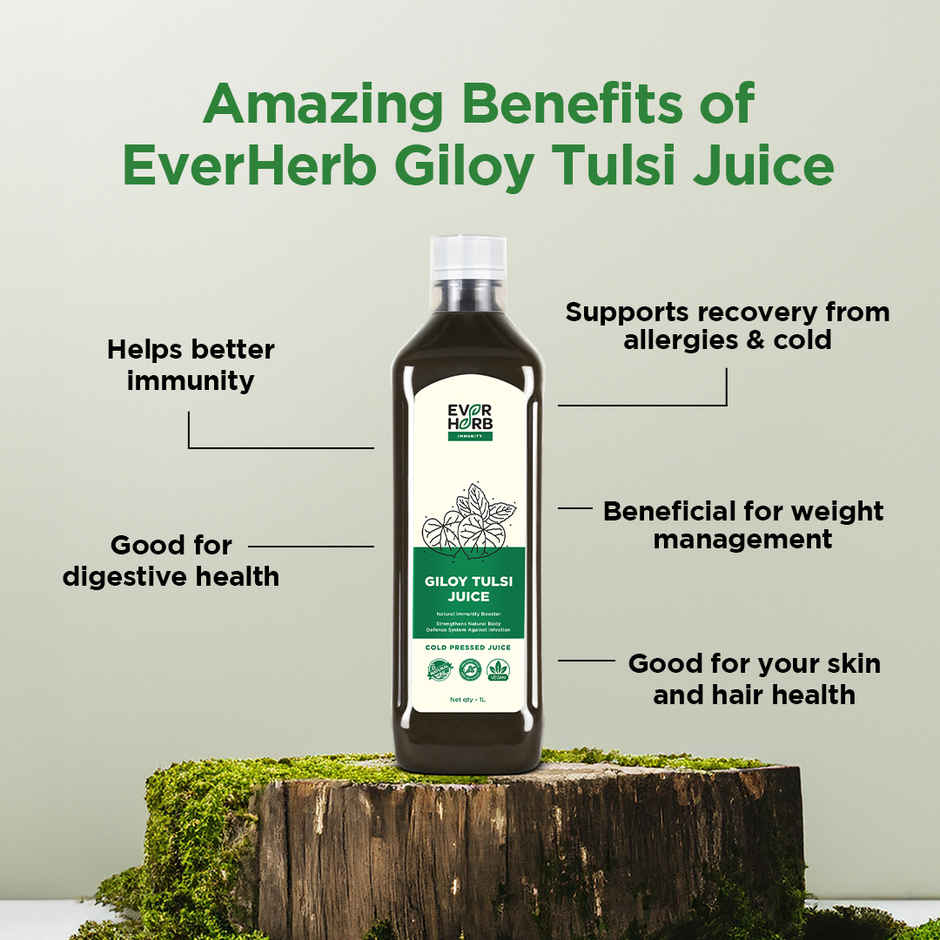 Everherb Giloy Tulsi Juice - Strengthens Body Defence System - Natural Immunity Booster
