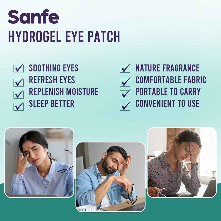 Sanfe Hydrogel Eye Patch | 15 min treatment | Reduces dark circle, puffiness, wrinkles | 3 Pairs