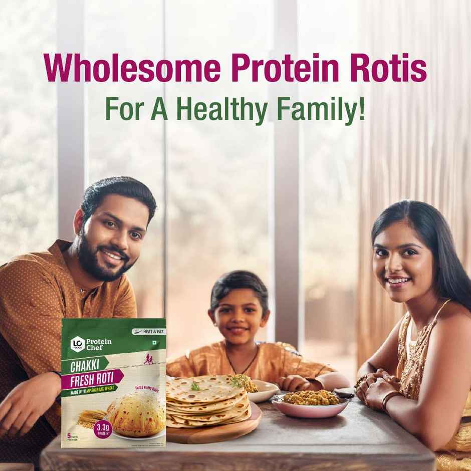 Protein Chef Whole Wheat Roti | Non Frozen | Fresh | MP Sharbati Atta | Ready to Cook Chapati Combo 