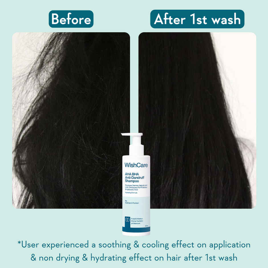 WishCare Hydrating AHA BHA Anti Dandruff Shampoo | 100% Dandruff Reduction-Paraben & Sulphate Free