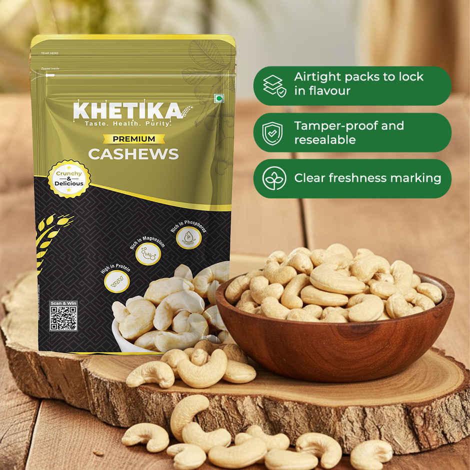 Khetika Premium Cashews | Kaju Whole | Unpolished | Rich in Fiber Combo