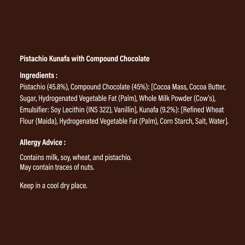 Cocoa Melts Dubai Pistachio Kunafa Chocolate Bar