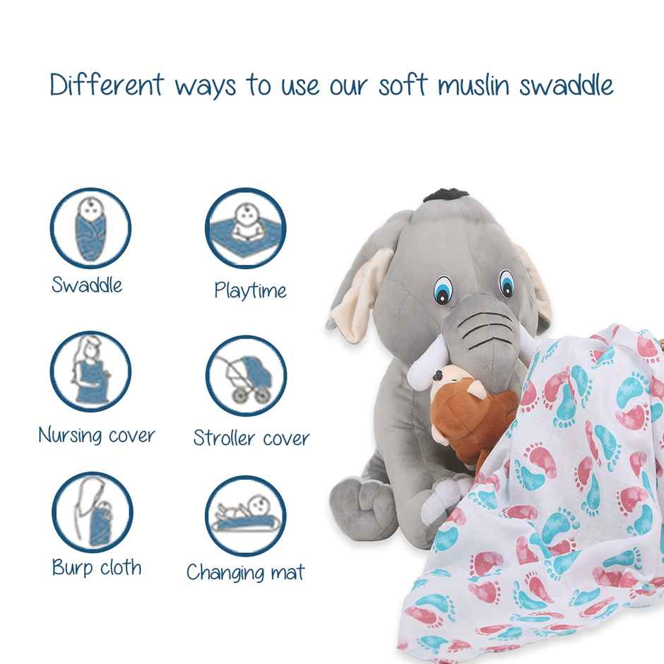 Polka Tots Printed Swaddles | Pack of 2, Trees + Feet, White