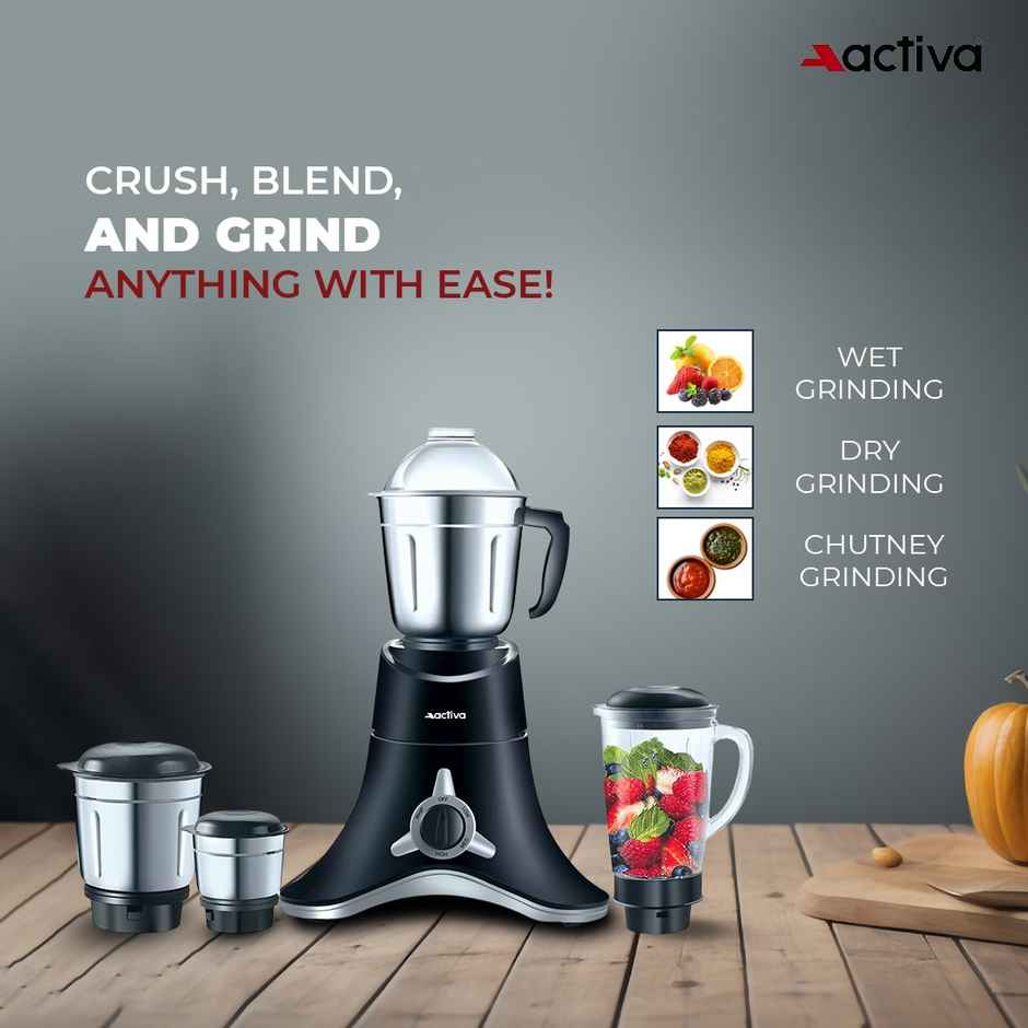 Activa Abs Super Chef 900 Watts Powerful Motor Mixer Grinder With 4 Jars | Black