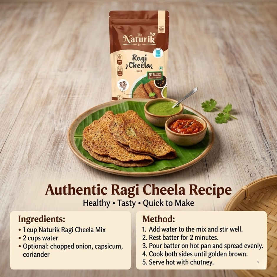 The Naturik Co Ragi High Protein Chilla Mix | Calcium Rich | Healthy Diet Breakfast