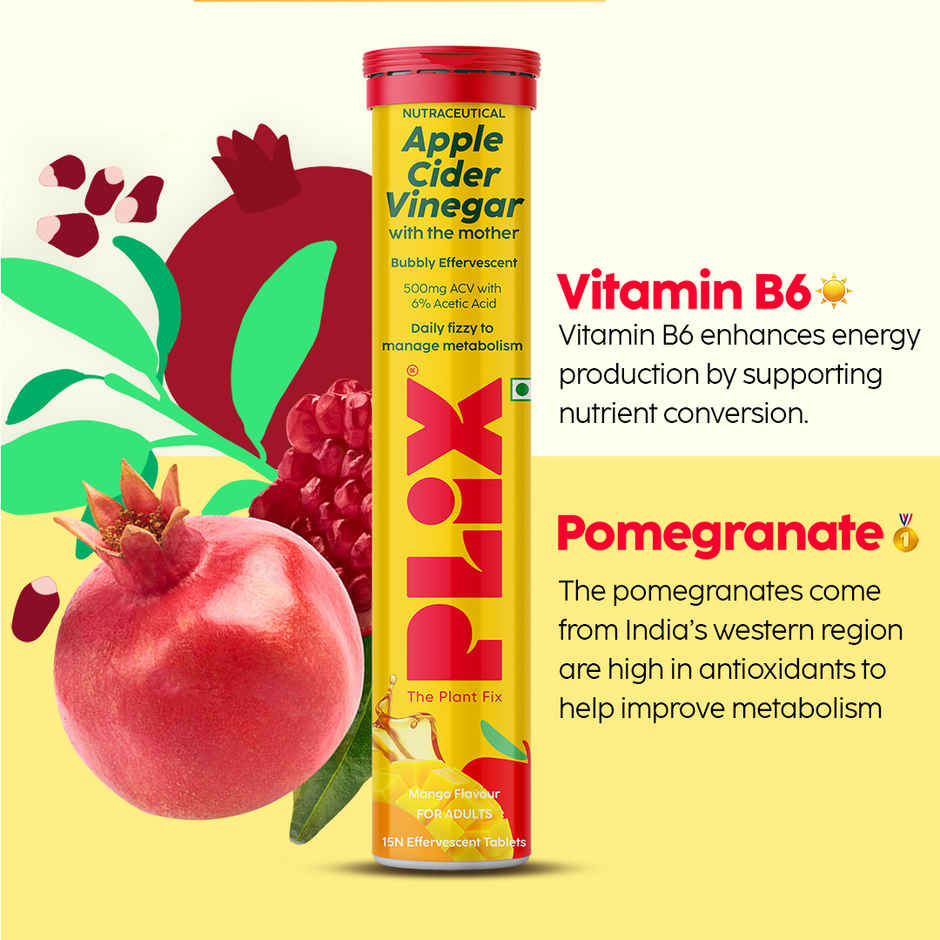Plix Apple Cider Vinegar Effervescent for Weight Loss (Mango) - Pack Of 1