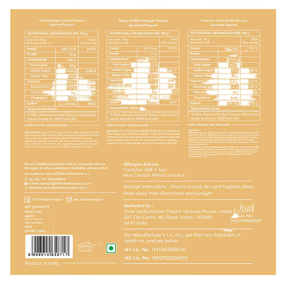 TTP Popcorn Golden | Cheese Caramel, Black Truffle & Caramel | Assorted