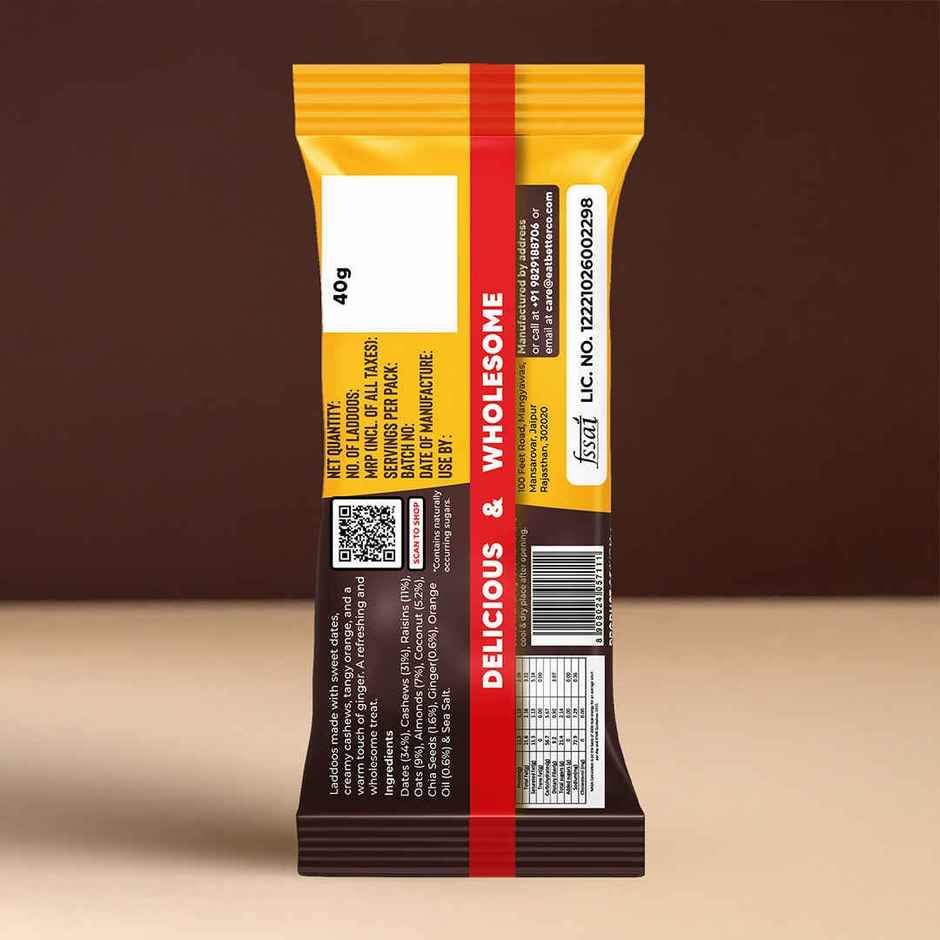 Eat Better Co Orange & Ginger Laddoos High Protein, Truly Natural