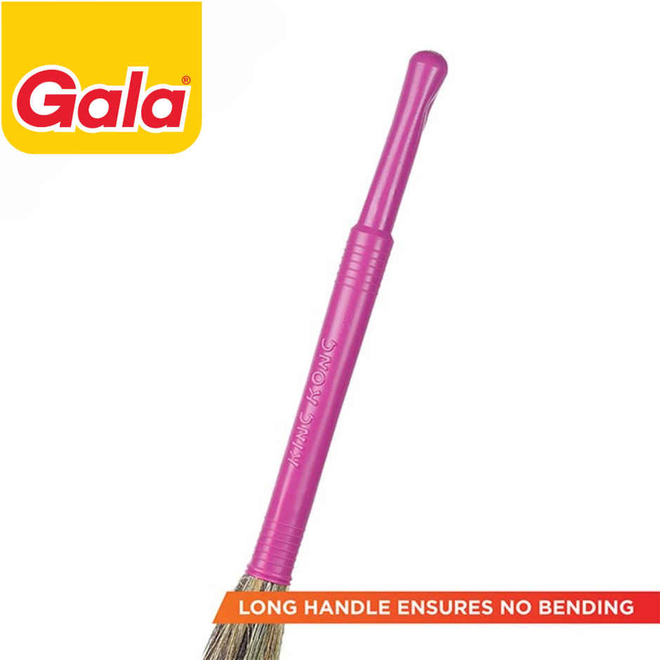 Gala Kingkong Grass Floor Broom | Jhadu Meghalaya Grass and Plastic, Brown and Pink