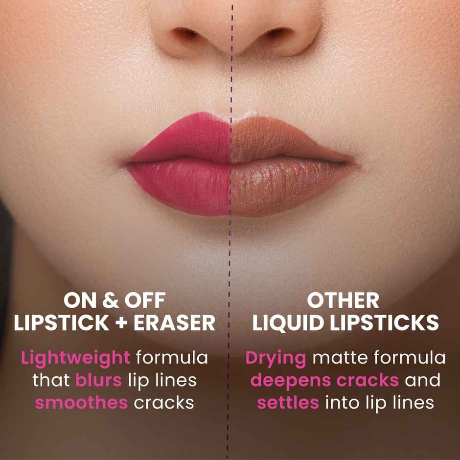 Typsy Beauty ON 'n' OFF Lipstick & Eraser 12 Hr Stay Creamy Matte Formula - Rum Pum pum