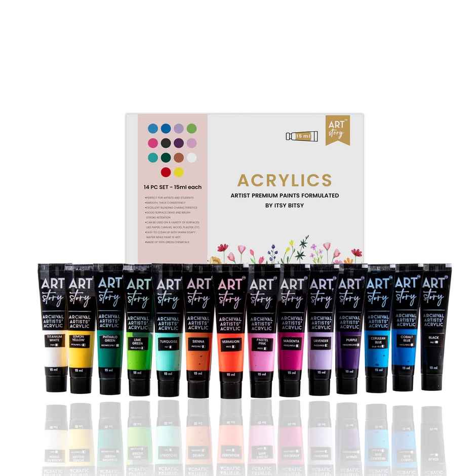 Itsy Bitsy Artists Acrylic Colour Set 14 Colors x 15 ml Each