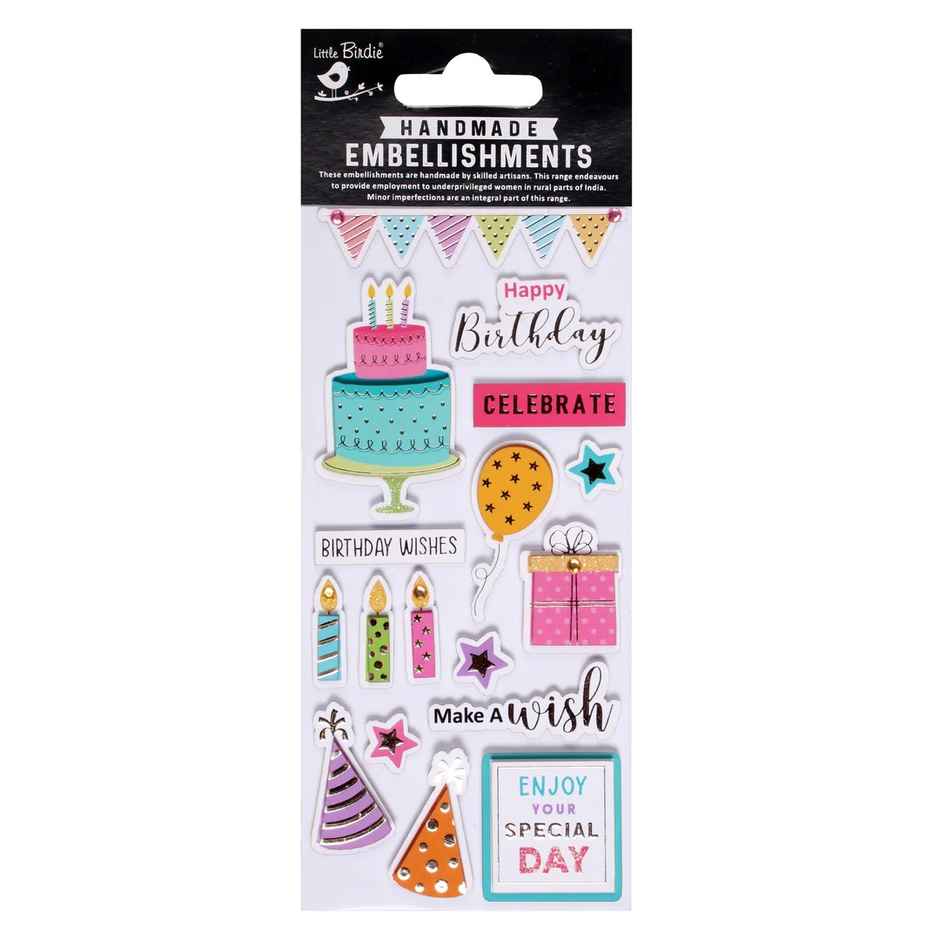 Itsy Bitsy Handmade Stickers 3d Glitter Make a Wish 17 Pc Pbci Lb