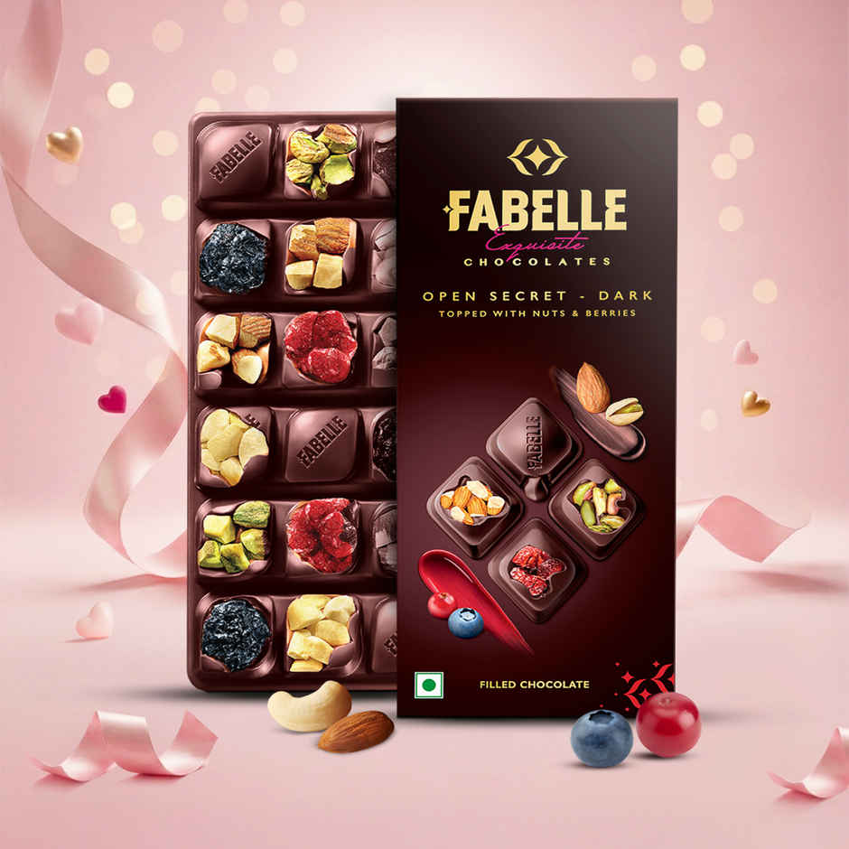 Fabelle Open Secret - Dark Chocolate Handcrafted Bar with Exotic Nuts & Berries Handcrafted Bar