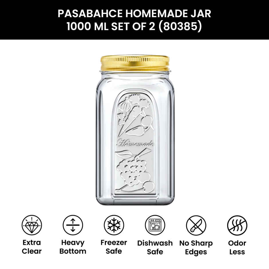 Pasabahce Homemade Jar | 1000 CC | Set of 2