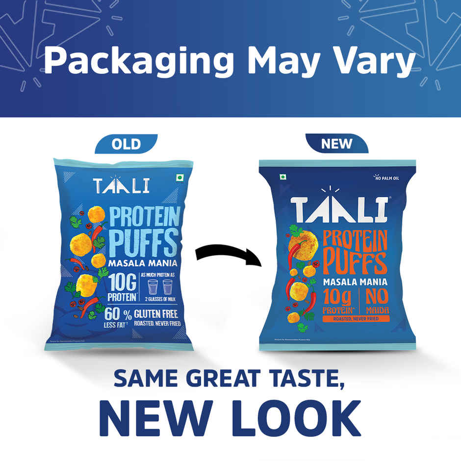 Taali Protein Puffs | Masala Puff, Roasted, Corn & Jowar, No Maida, Rich in Protein