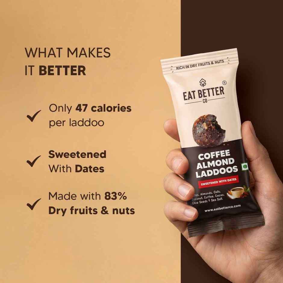 Eat Better Co Coffee & Almond Laddoos High Protein, Truly Natural
