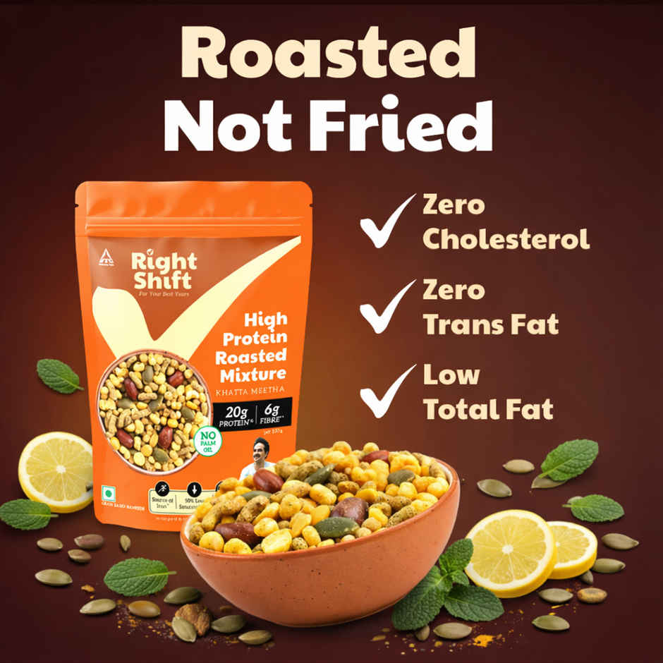 Right Shift High Protein Roasted Mix, Khatta Meetha, No Palm Oil, 20g Protein, Not Fried, 6g Fibre