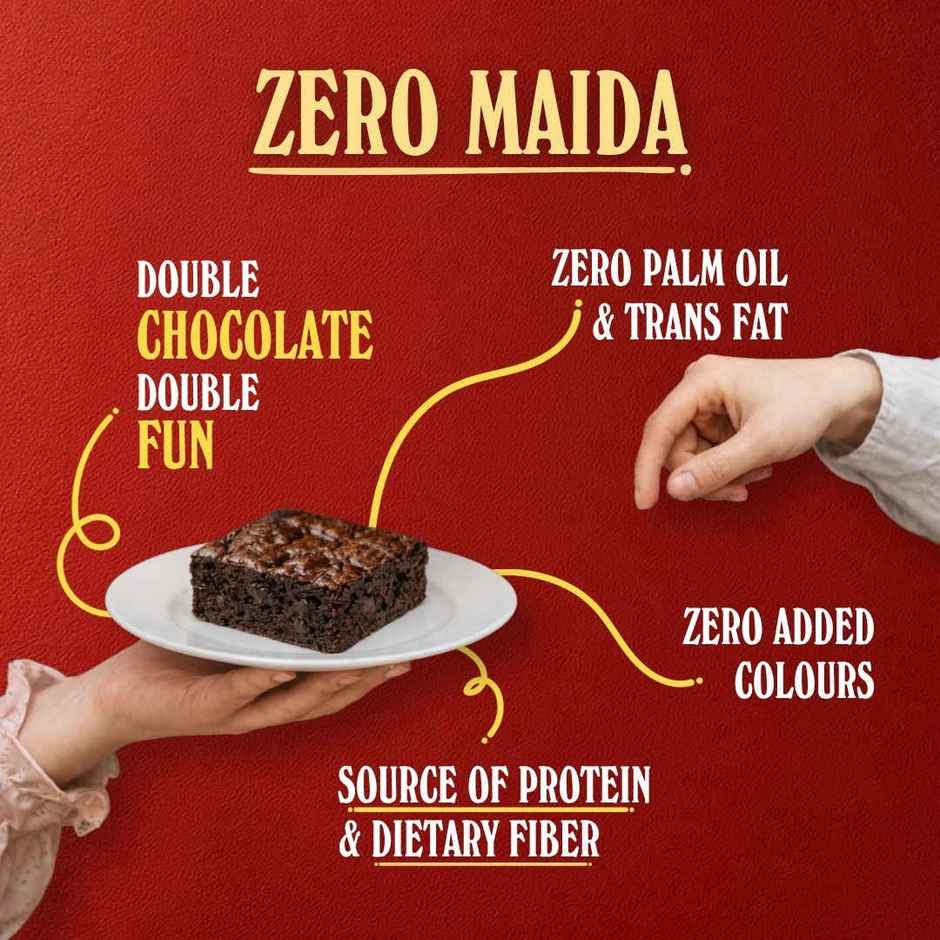 The Baker's Dozen Chocolate Brownie Zero Maida | Eggless | Veg | Bakery Delight | Dark Choco Chips
