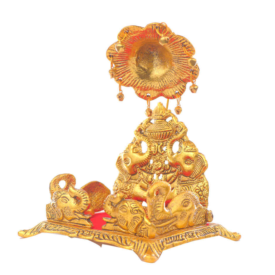 Singhashan For Laddu Gopal with Elephants in Gold Polish | Devnidhi