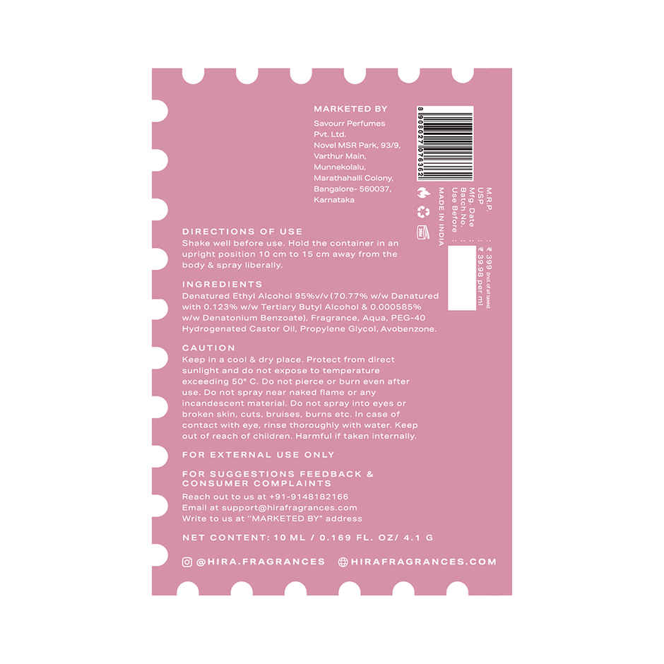 HIRA Love Letters Long Lasting Eau De Parfum For Women | Fruity, Floral & Vanilla