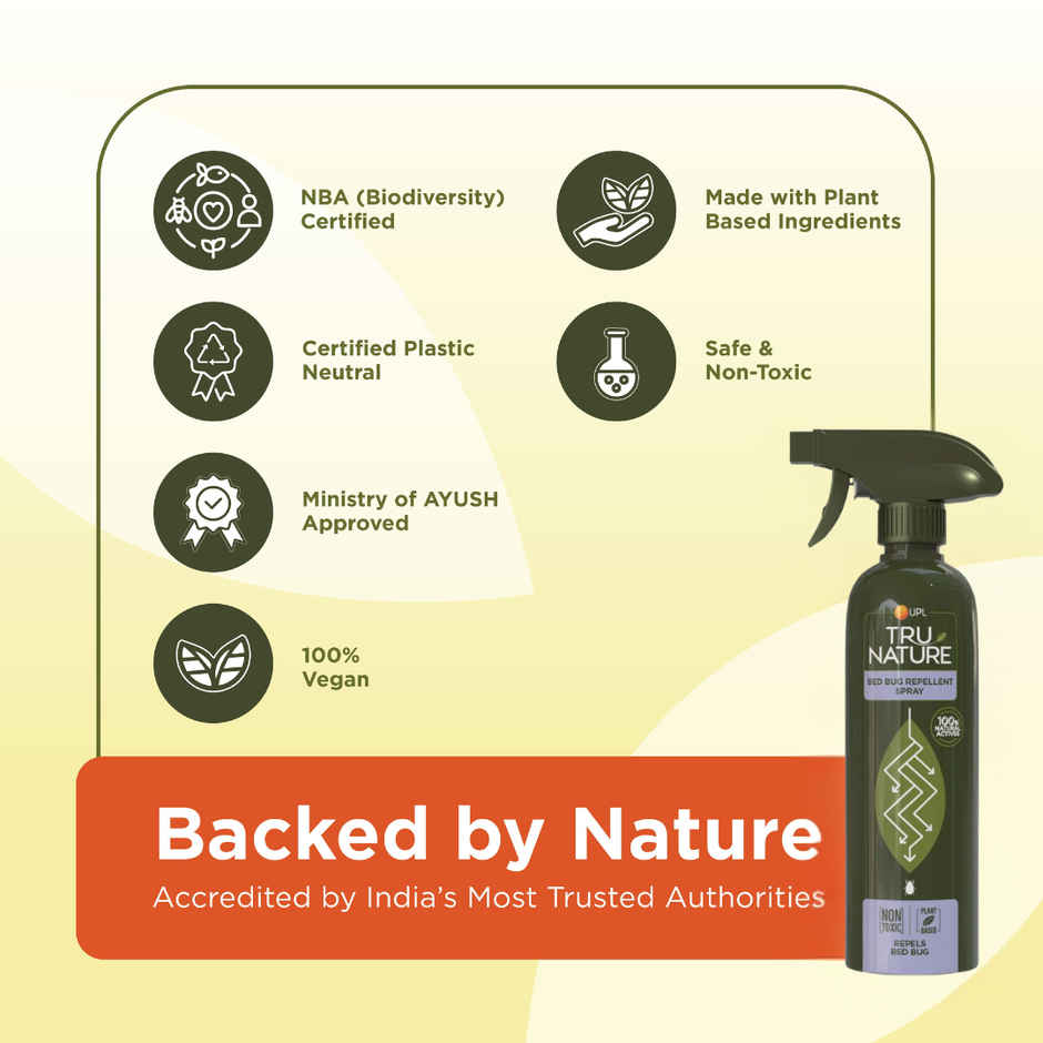 Tru Nature Herbal Bed Bug Repellent Spray | Chemical Free | Safe for Home Bedroom Travel Use