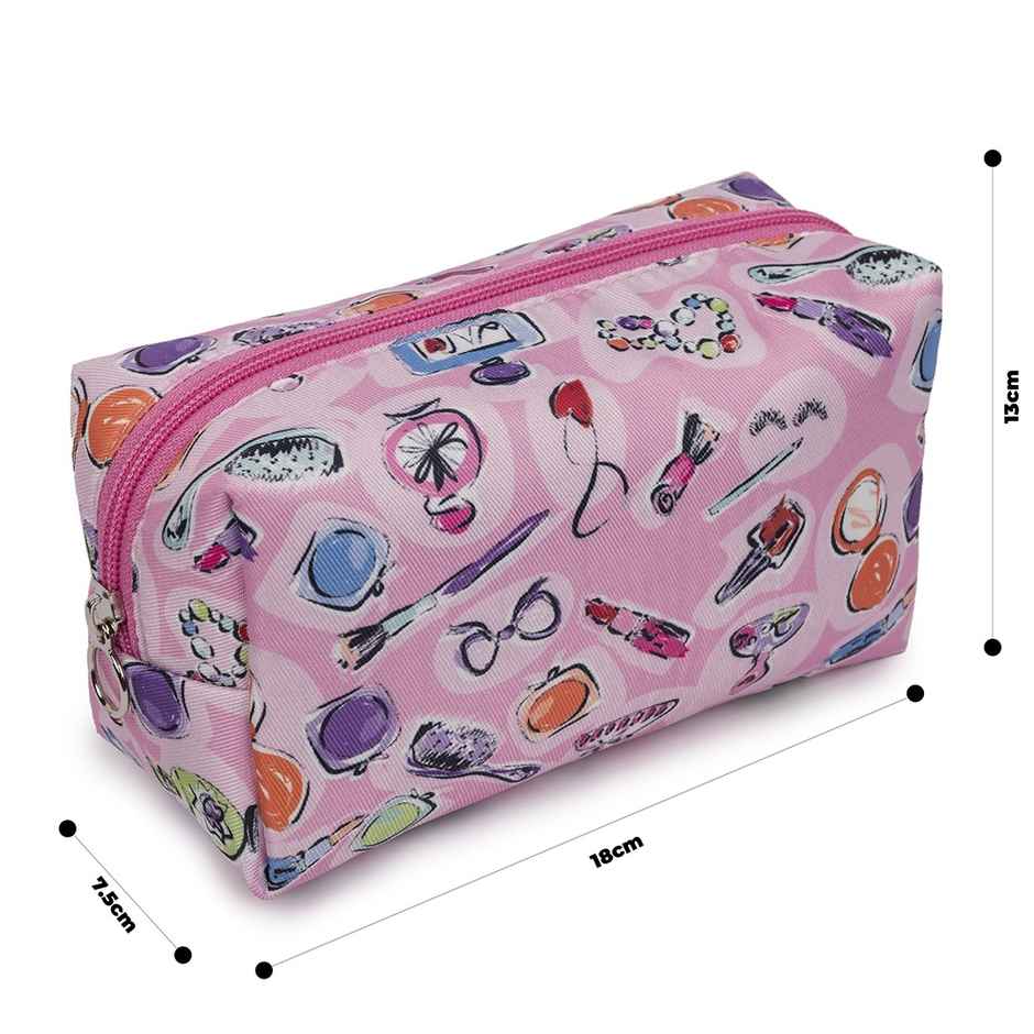 Qips Printed Zipper Cosmetic Bag Travel Accessory - Pink