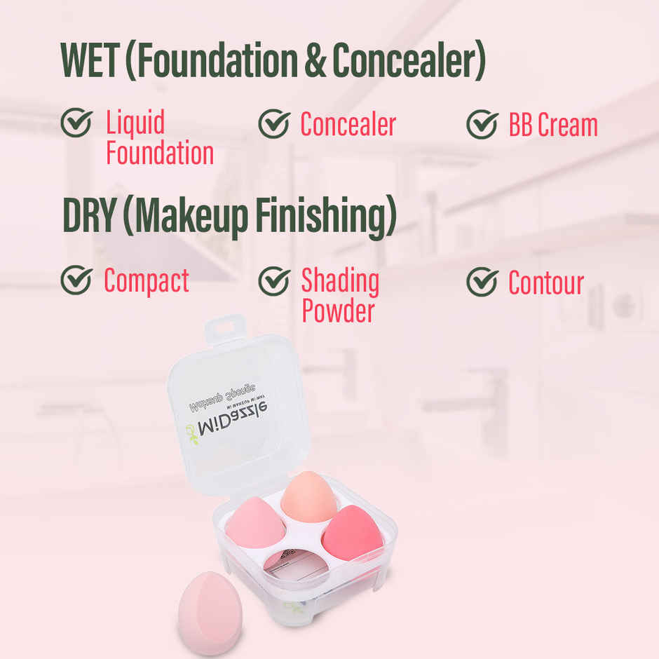 Midazzle Ultra soft Beauty Blender Makeup Sponge Puff, Set of 4 |MIBB3003 | Assorted