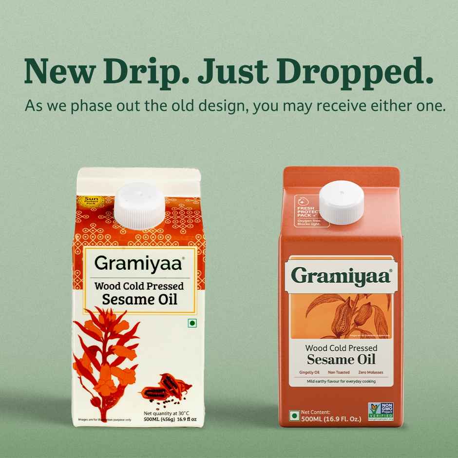 Gramiyaa Wood Cold Pressed Groundnut Oil (1l) & Gramiyaa Wood Cold Pressed Sesame Oil (500ml) Combo