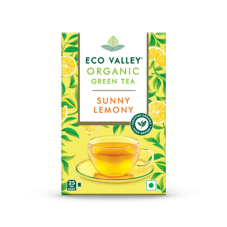 Eco Valley Organic Green Tea- Sunny Lemony| Boost Energy, Helps Burn Body Fat| Zero Calories