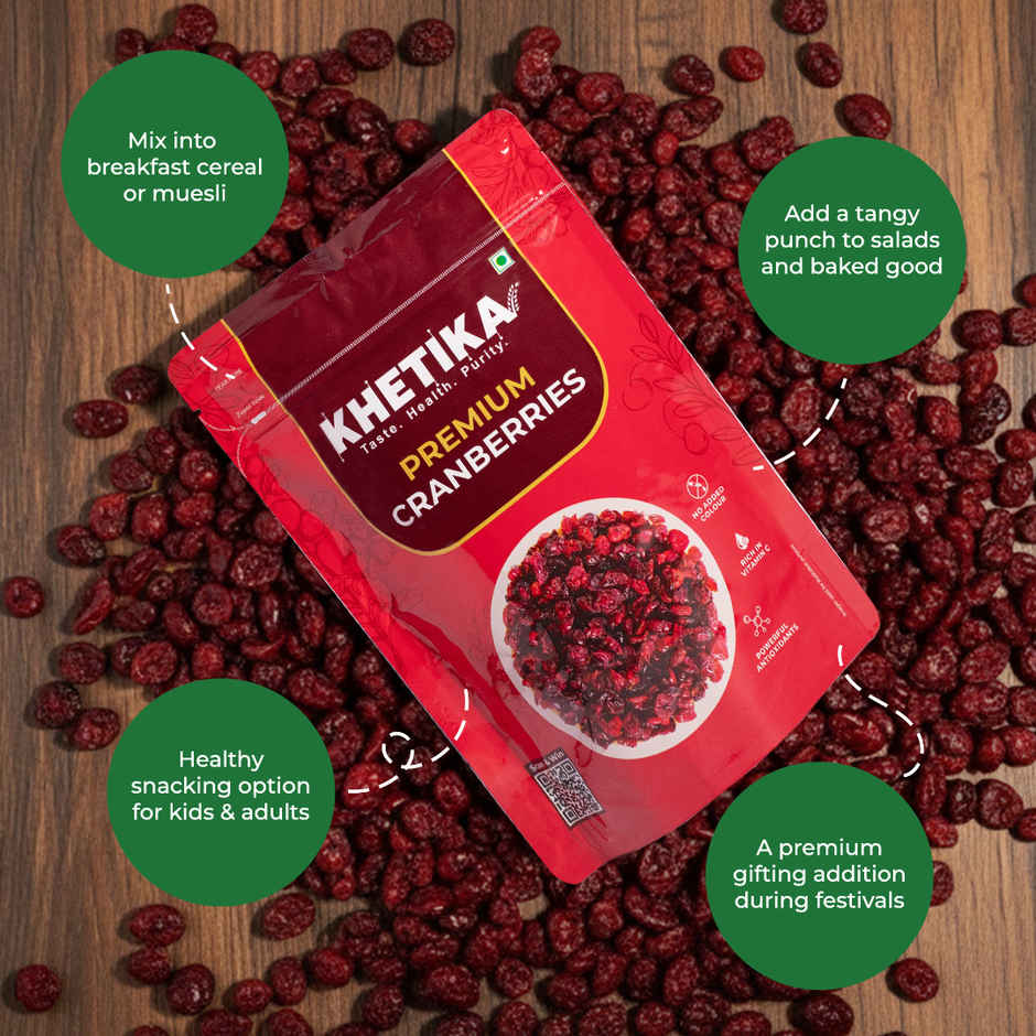 Khetika Dried Cranberry | High Nutrient & Antioxidant | No Added Preservatives