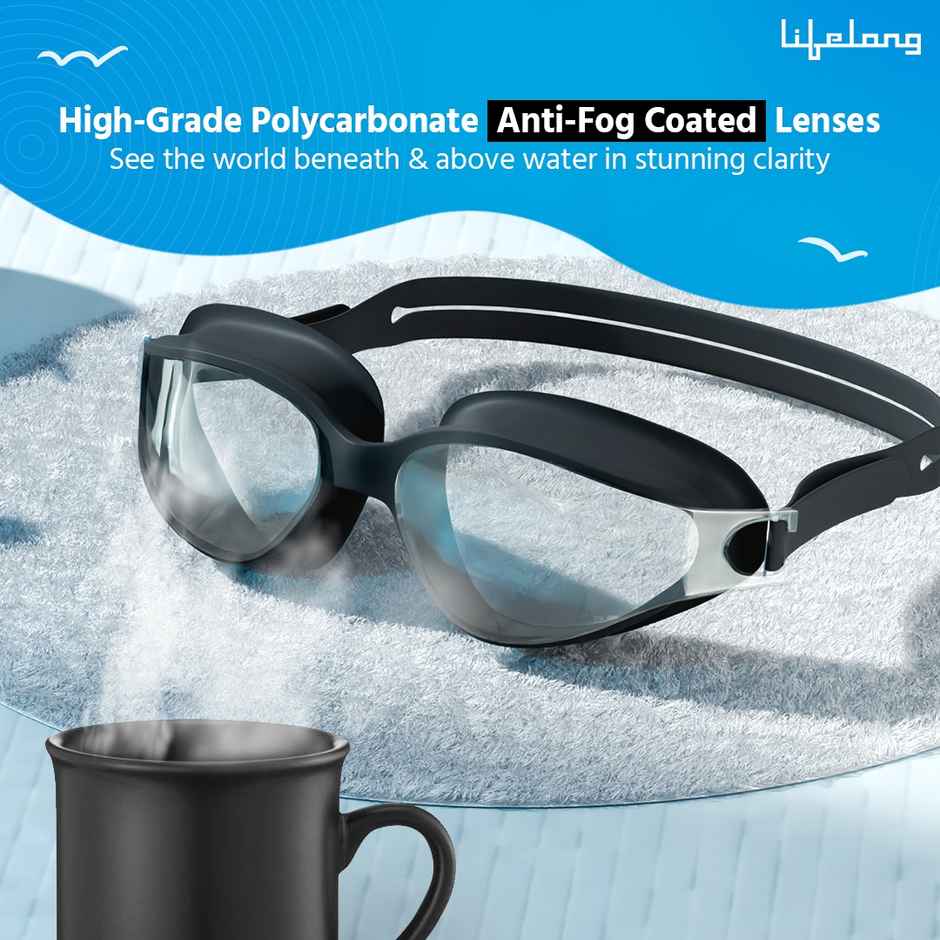 Lifelong Anti-Fog Swimming Goggles for Adults | Black