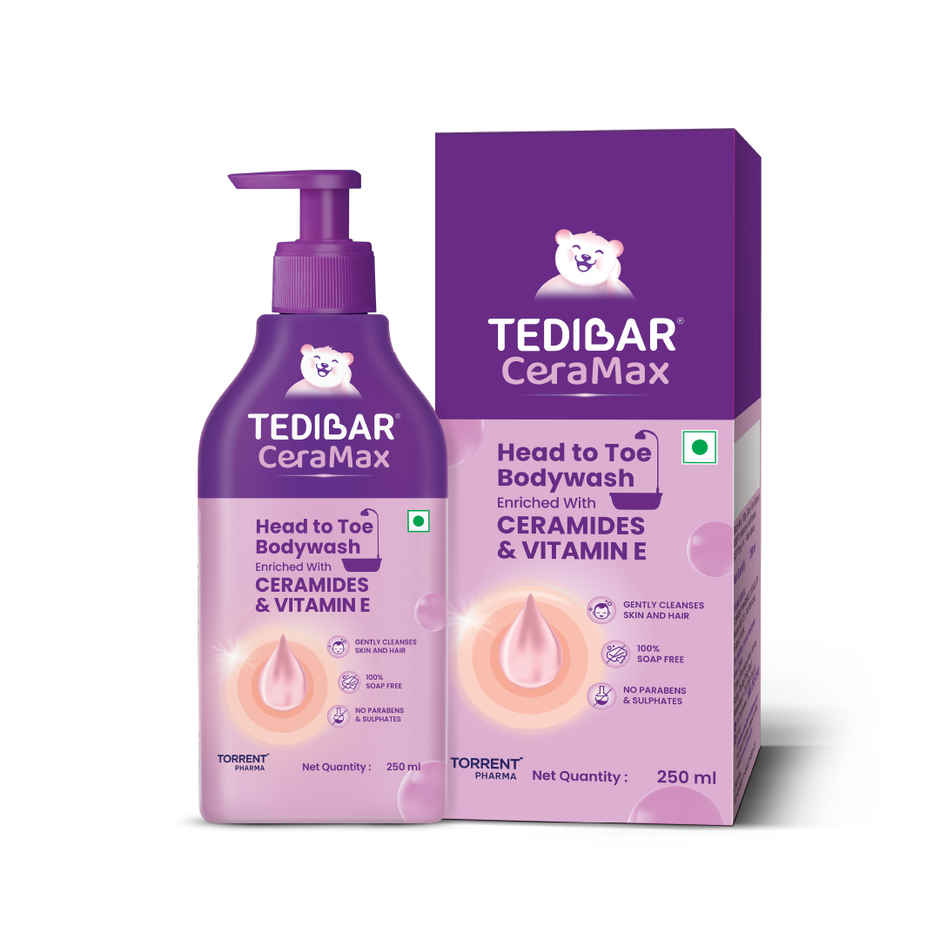 Tedibar Ceramax Head to Toe Gentle Cleansing Baby Body Wash | For Skin and Hair | Triple Ceramides, Allantoin and Vitamin E | Soap Free