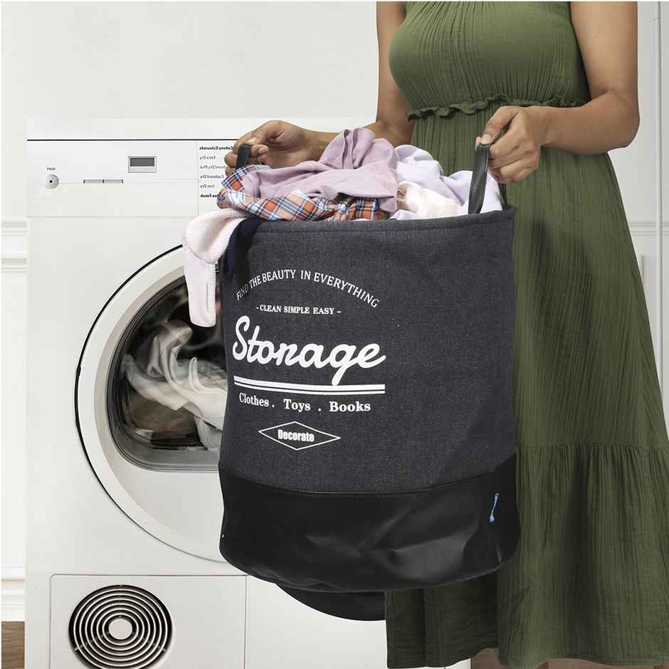 Kolorr 90L Laundry Bag For Clothes/Large Cloth Hamper Basket Foldable Dark Blue
