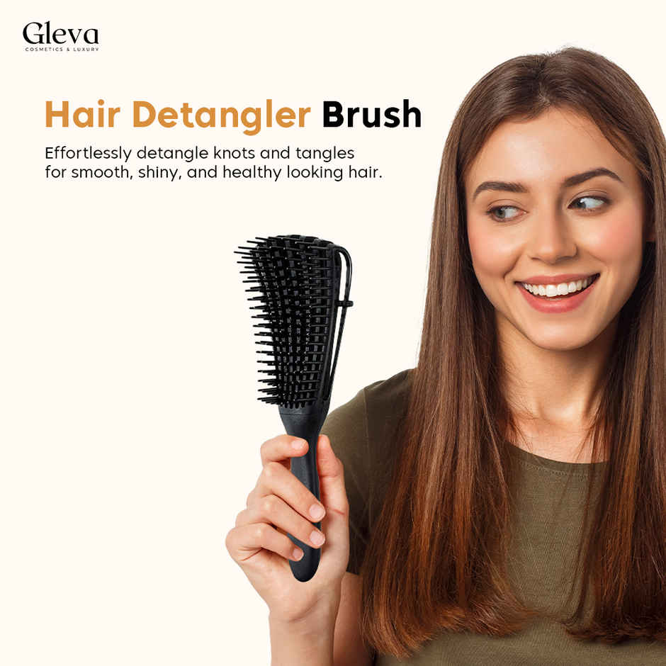 Gleva Detangler Hair Brush for Men & Women Wet Dry Straight Curly Hair Pain Free Scalp Massage