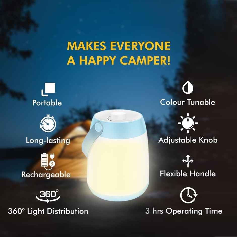 Wipro Azure LED Rechargeable Lantern with 360 Degree Light Distribution,