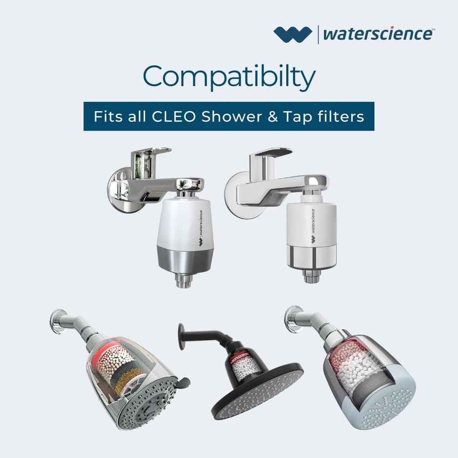 Waterscience Replacement Cartridge for Cleo Shower and Tap Filter - Hard Water (Borewell/Tanker)