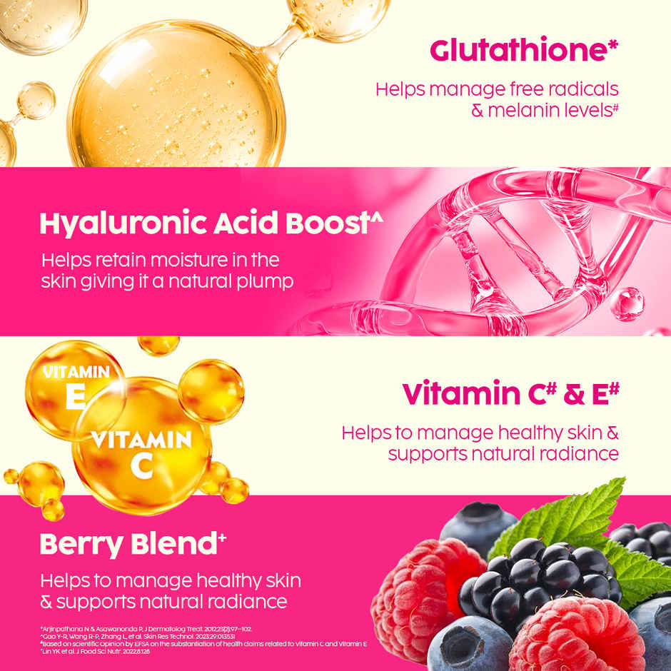 Plix The Plant Fix Glowy Skin Strawberry Flavour Glutathione Effervescent Tablets