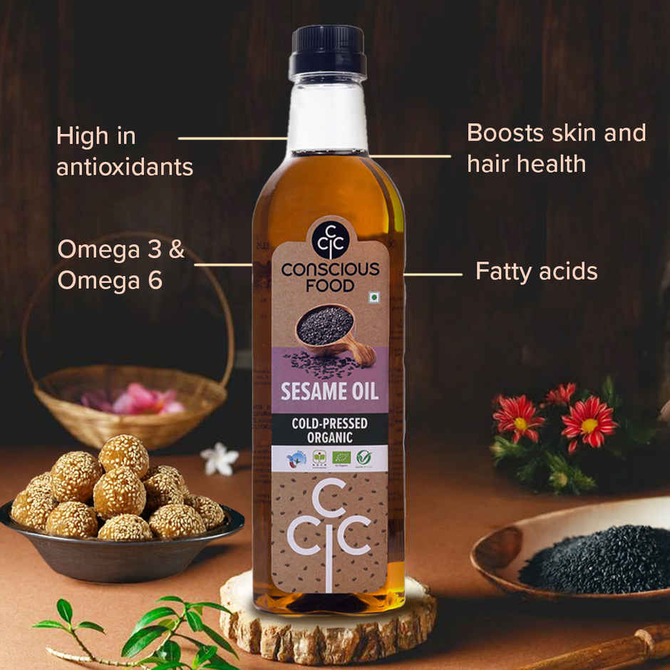Conscious Food Sesame (Til-Gingelly) Cold Pressed Oil | Organic Natural Cooking Oil