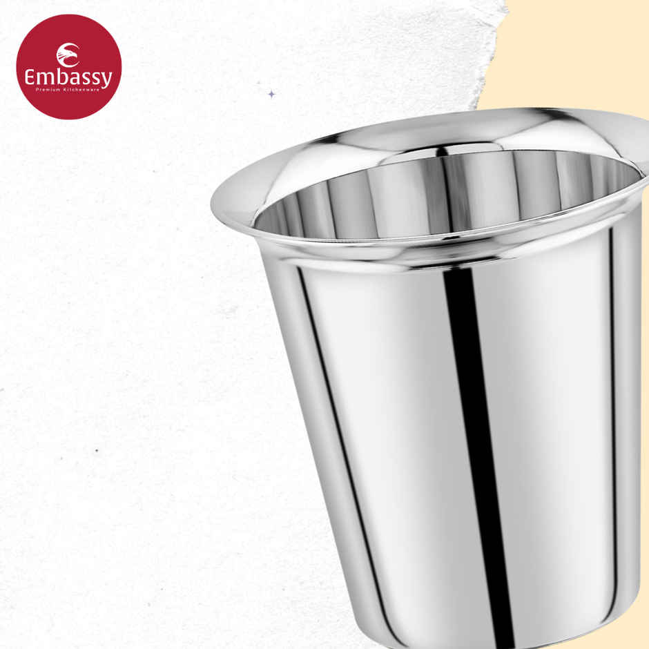 Embassy Premium Coffee Glasses / Tea Tumblers, 160 ml Each (Size 2), Pack Of 6, Stainless Steel