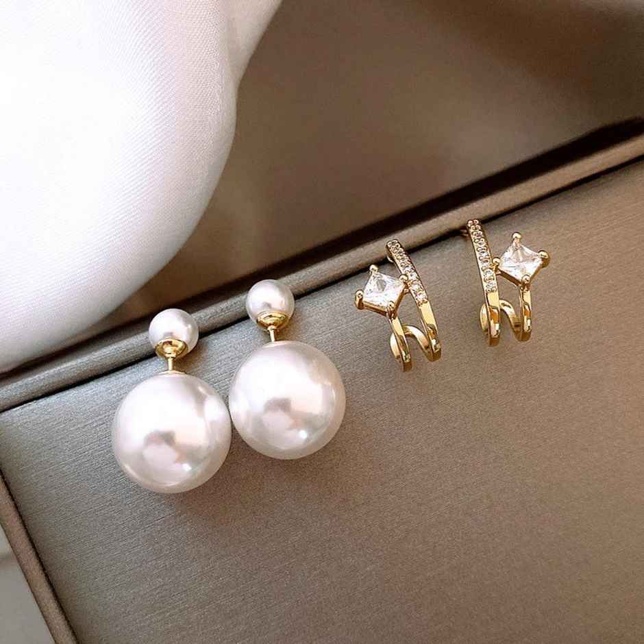 Estailo Fashion A Pearl Of Wisdom Earrings | E0001180 | Off White
