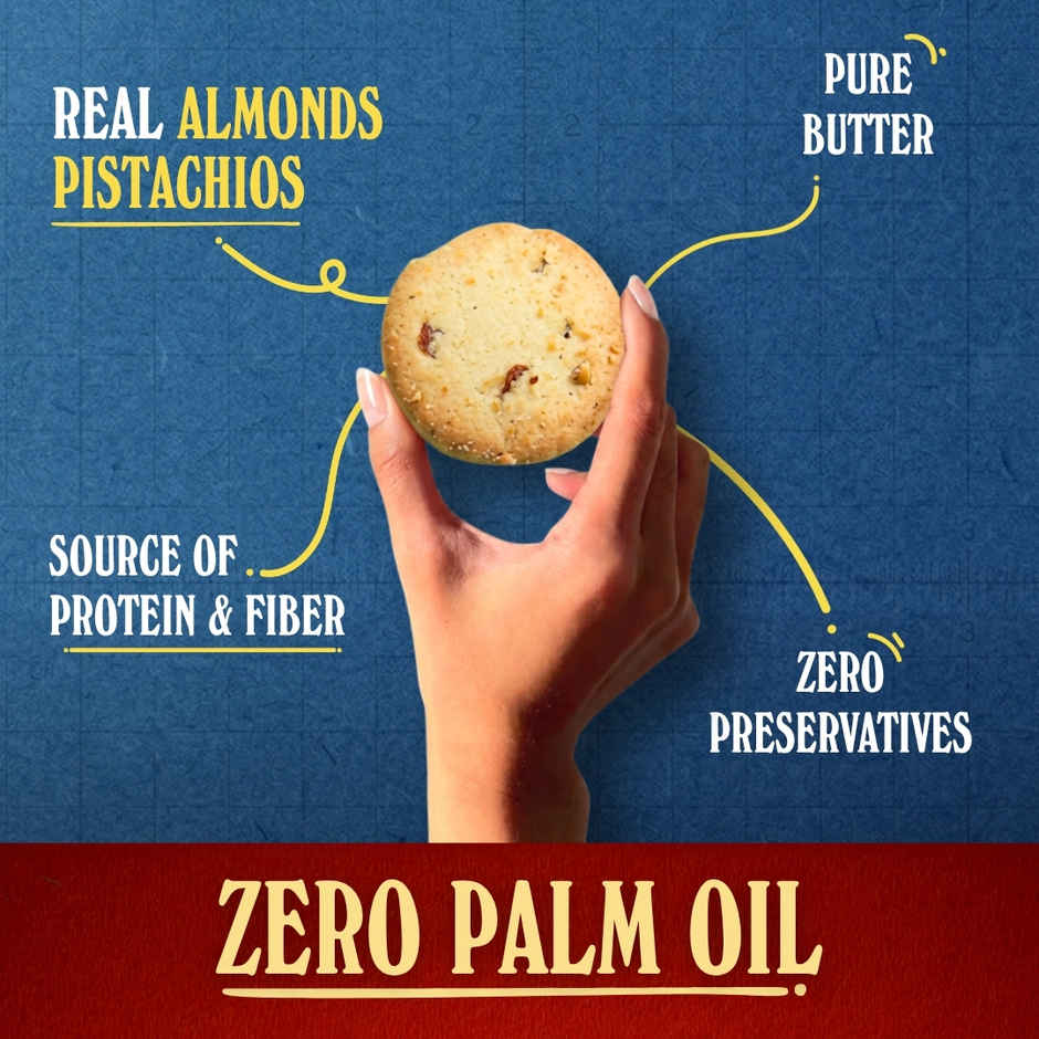 The Baker's Dozen Pista Badam Cookies | Real Almonds & Pistachios | Handmade | Protein & Fibre rich