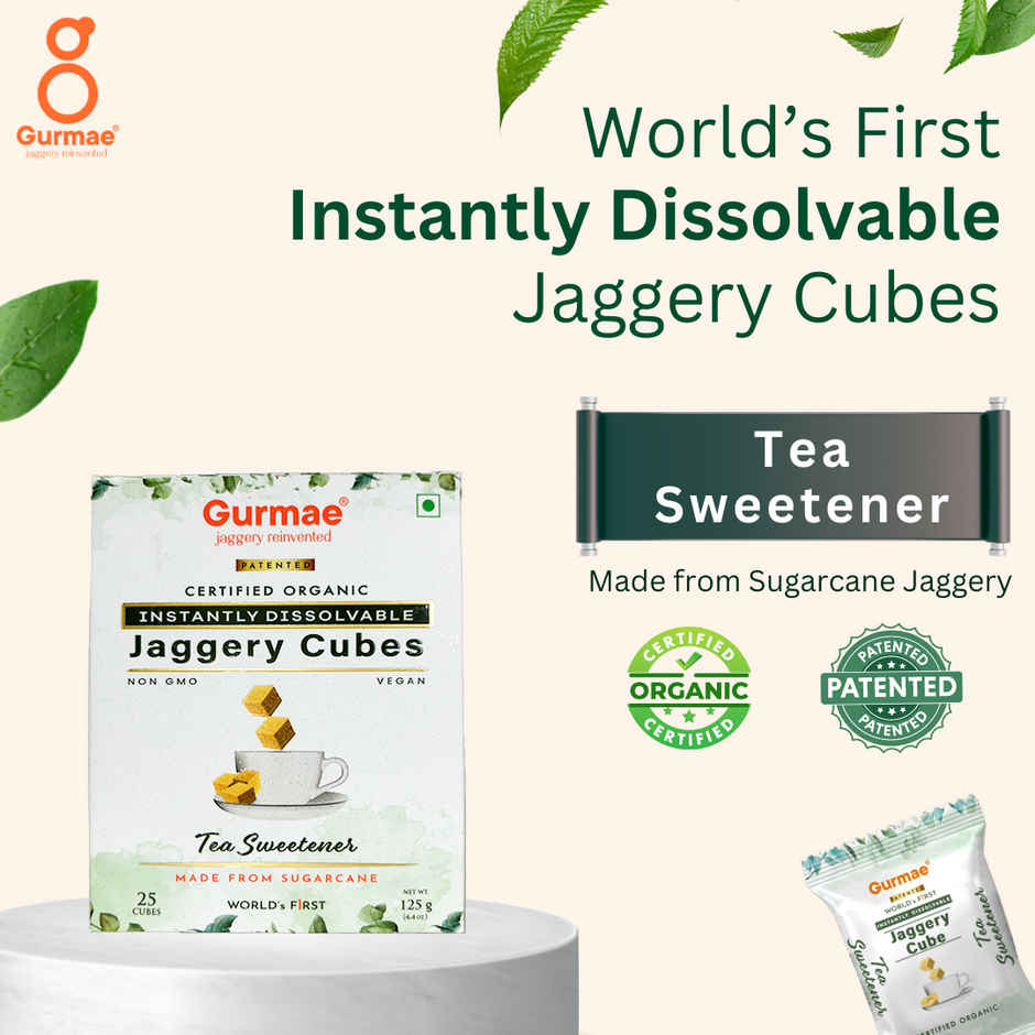 Gurmae Certified Organic Instantly Dissolvable Jaggery Cubes Tea Sweetener