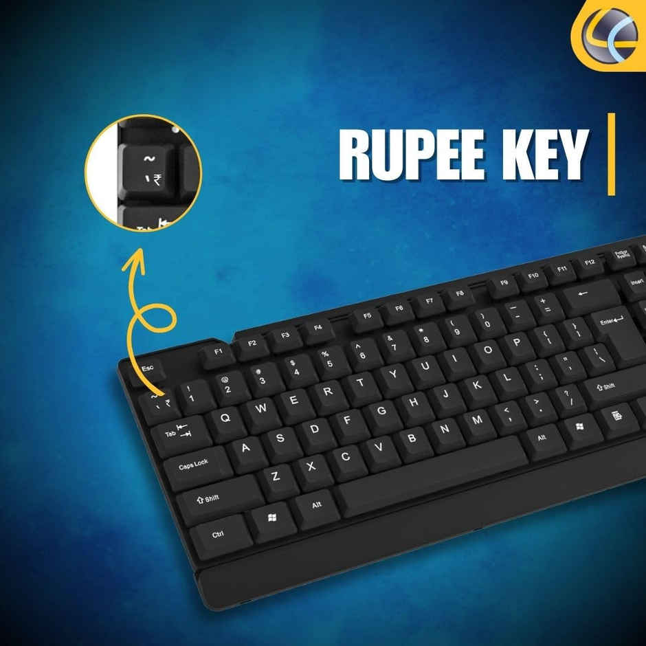 Lapcare E9 Wired Combo | Wired Keyboard and Mouse Set-Usb Ergonomic Design | Black