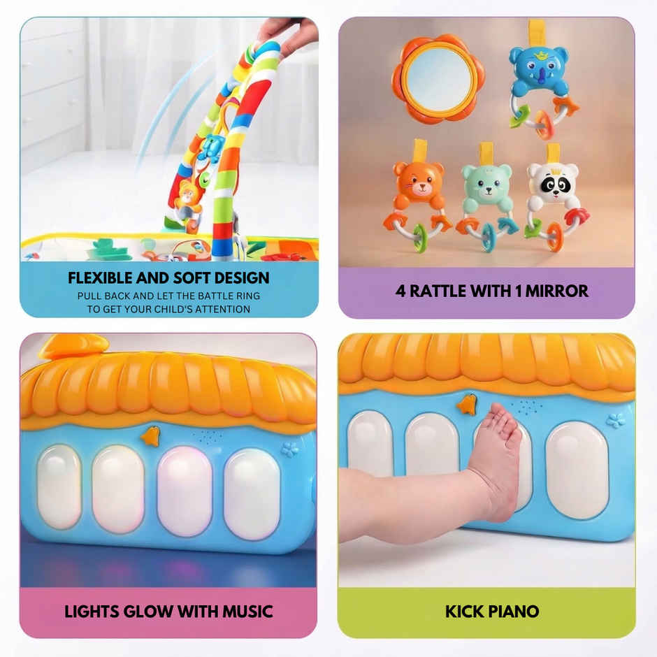 Apex Baby Play Gym with Kick & Play Piano | Musical Activity Mat
