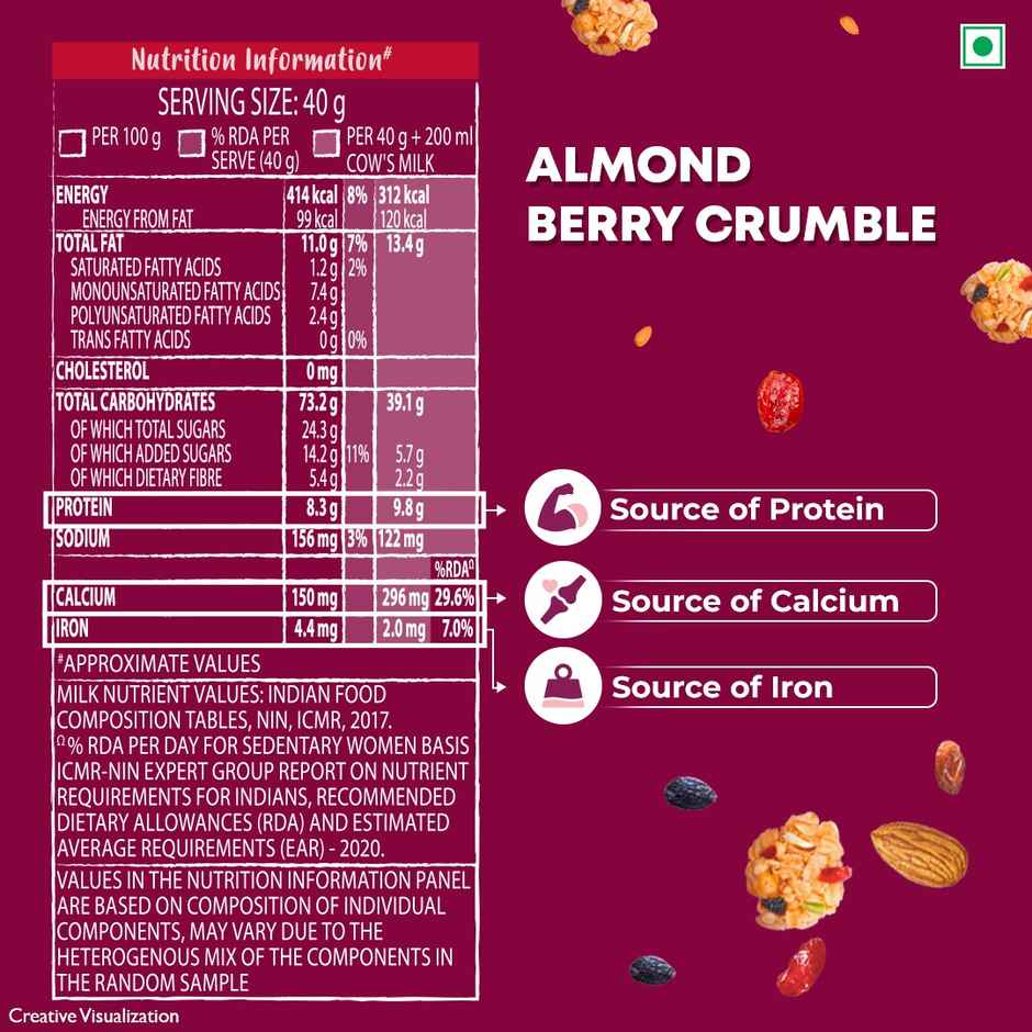 Kellogg's Crunchy Granola Almond Berry Crumble | 12-In-1 Power Breakfast | No Maida | No Palm Oil
