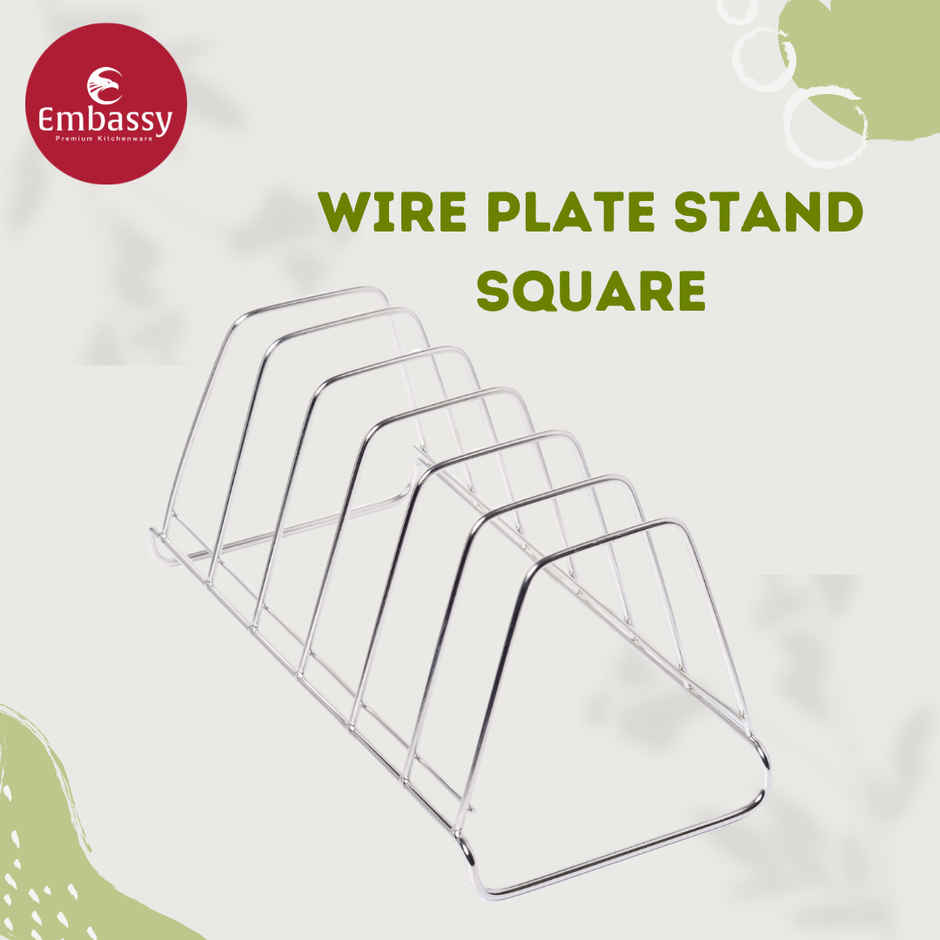 Embassy Square Plate Stand / Holder, 6 Sections, Premium Stainless Steel