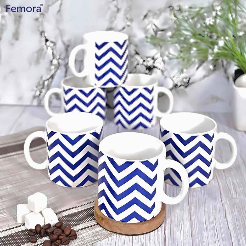 Femora Handcrafted Tea Cup 6 Pcs Black Desh Ki Mitti Microwave Safe