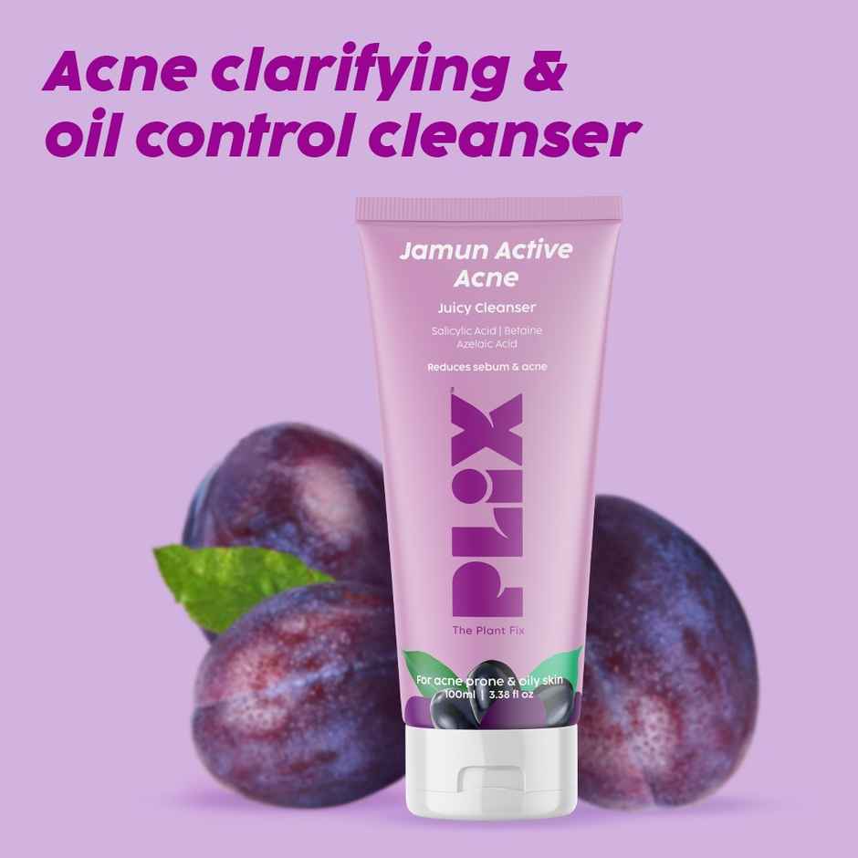 Plix The Plant Fix Jamun Salicylic Acid Cleanser Gel For Active Acne | For Oily | Acne Prone Skin