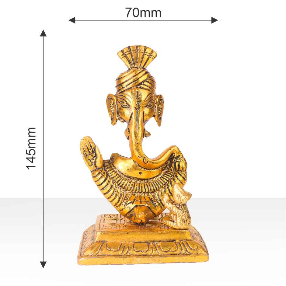 Ganesh Ji Idol with Mooshak Trishul Shape in Gold Polish | Devnidhi
